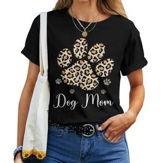 Best Dog Mom Ever Leopard Dog Paw Women T-shirt | Mazezy