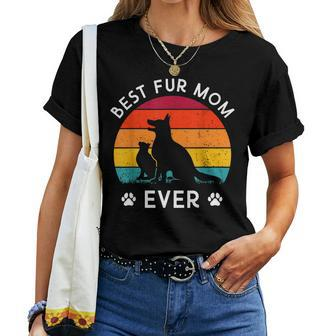 Best Fur Mom Ever Vintage Retro Dog And Cat Owner Love Women T-shirt | Mazezy