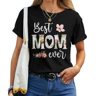 Best Mom Ever Cute Mom Mothers Day Floral Mom Heart Mom  Women T-shirt Casual Daily Crewneck Short Sleeve Graphic Basic Unisex Tee