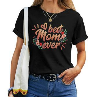Womens Best Mom Ever Floral Shirt Ladies Flower Women T-shirt | Mazezy UK