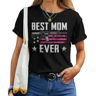 Best Mom Ever Pro Gun 2Nd Amendment Pink Ar15 On Back Women T-shirt - Seseable