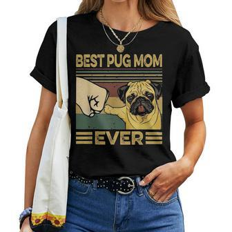Best Pug Mom Ever Retro Vintage Women T-shirt - Seseable