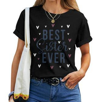 Best Sister Ever Cute Love Heart Print Women T-shirt | Mazezy
