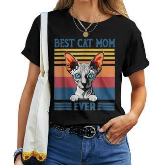 Best Sphynx Mom Ever Funny Hairless Cat Lover Vintage Women T-shirt - Seseable