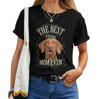Best Vizsla Mom Ever Funny Dog Lover Gifts Her Retro Vintage Women T-shirt - Seseable