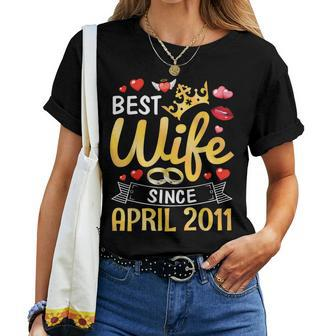 Best Wife Since April 2011 Happy Marriage 12 Years Husband Women T-shirt | Mazezy