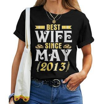 Womens Best Wife Since May 2013 Husband Marriage 10 Years Wedding Women T-shirt | Mazezy