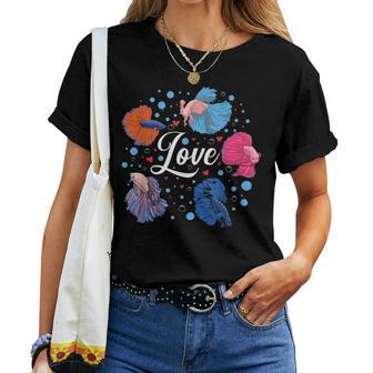 Betta Love Fish Lover Pet Mom Siamese Fighting Fish Aquarium V2 Women T-shirt - Seseable