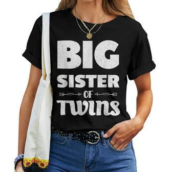 Big Sister Of Twins Twin Babies Announcement Women T-shirt | Mazezy