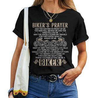 Bikers Prayer Motorcycle Christian Biking Motorcycling Women T-shirt Casual Daily Basic Unisex Tee | Mazezy