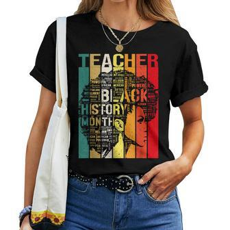 Black Woman Teacher Afro Melanin Black History Month Women T-shirt - Seseable