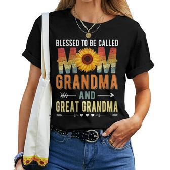 Womens Blessed To Be Called Mom Grandma Great Grandma Women T-shirt | Mazezy UK