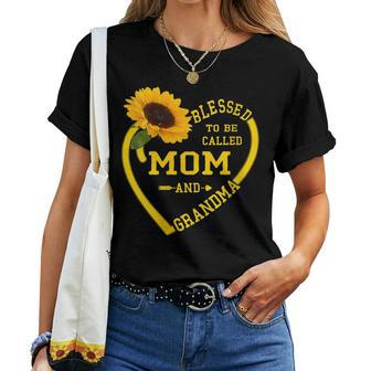 Blessed To Be Called Mom And Grandma Sunflower Women T-shirt - Thegiftio UK