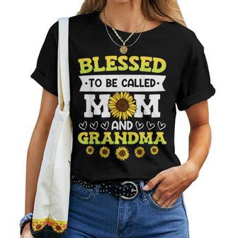 Blessed To Be Called Mom And Grandma Sunflowers Mothers Women T-shirt | Mazezy