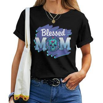 Blessed Mom Leopard Sugar Skull Happy Women T-shirt | Mazezy