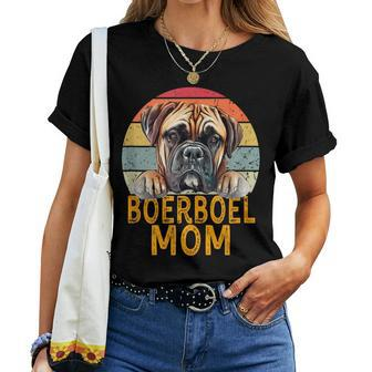 Boerboel Dog Mom Retro Sunset Style My Dogs Are My Cardio Women T-shirt | Mazezy