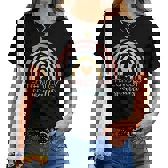 Boho Rainbow Stem Teacher Tech Squad Technology Specialist Women T-shirt | Mazezy