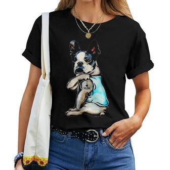 Boston Terrier I Love Mom Tattoo Mothers Day Gift V2 Women T-shirt - Seseable