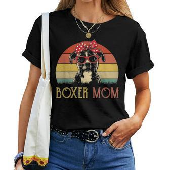 Boxer Mom Boxer Dog Mom Lover Gift Vintage Retro Women T-shirt - Seseable
