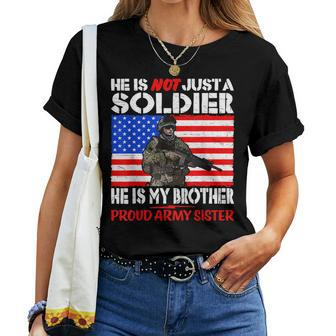My Brother My Soldier Hero Proud Army Sister Military Family Women T-shirt | Mazezy