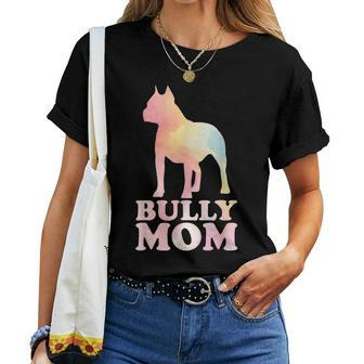 Bully Mom Colorful American Bully Dog Mom Women T-shirt | Mazezy