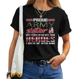 Camouflage Us Military Soldier Brother Proud Army Sister Women T-shirt | Mazezy