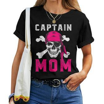 Captain Mom Pirate Skull & Crossbones Women T-shirt - Thegiftio UK