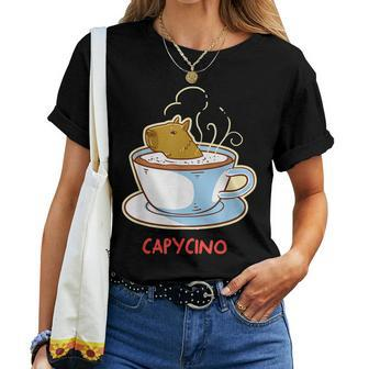 Capybara Capycino Cappuccino Coffee Cute Animal Women T-shirt | Mazezy