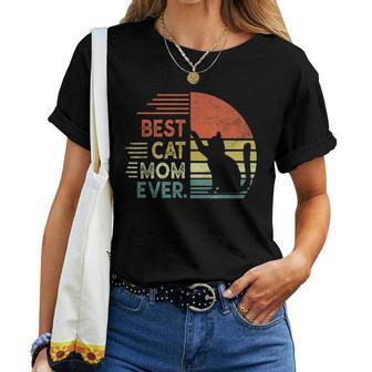 Cat Mommy Retro Best Cat Mom Ever Meowy Cat Lady Funny Cat Women T-shirt - Seseable