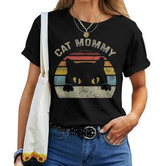 Cat Mommy Women Vintage Retro Black Cats Mom Mothers Day V2 Women T-shirt - Seseable