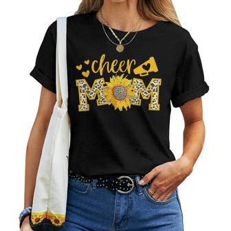 Cheer Mom Megaphone Cute Sunflower Leopard Cheetah Women T-shirt - Thegiftio UK