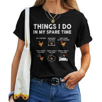 Chicken Lady 6 Things I Do In My Spare Time Chicken Farmer Women T-shirt - Seseable