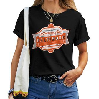 Classic Baltimore Beer Label Charm City Pride Women T-shirt - Thegiftio UK