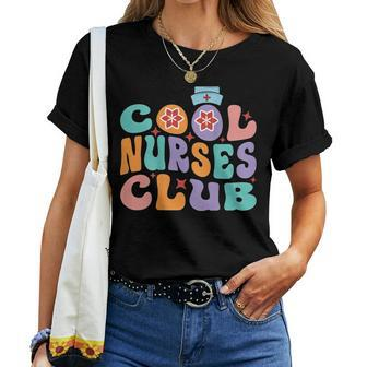 Cool Nurses Club Future Nurse Life Groovy Retro Back Women T-shirt | Mazezy