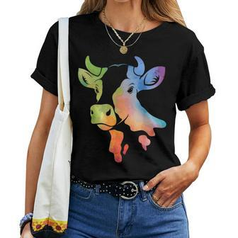 Cow Gift For Women - Cute Cowgirl Lover Watercolor Country Women T-shirt - Seseable