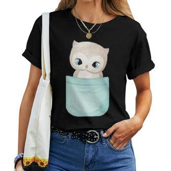 Cute Baby Owl In Your Pocket Peeking Pet Animal Owls Lover Women T-shirt - Seseable