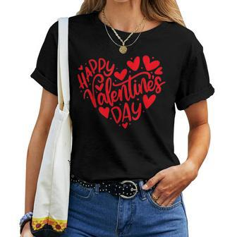 Cute Happy Valentines Day Heart Love Couple Men Women Women T-shirt - Seseable