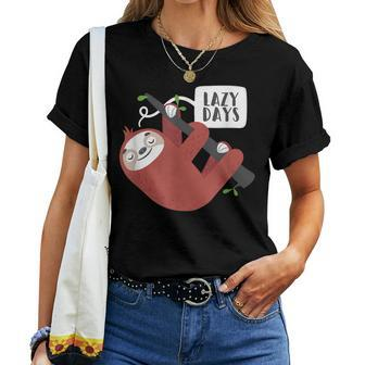 Cute Lazy Day Sloth Hanging On A Tree For Sloth Lovers Women T-shirt | Mazezy