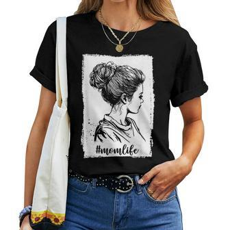 Cute Mom Women Mom Life Messy Bun  For Mothers Day  Women T-shirt Casual Daily Crewneck Short Sleeve Graphic Basic Unisex Tee
