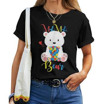 Cute Polar Bear Lovers Mama Bear Autism Mother Puzzle Baby Women T-shirt - Seseable