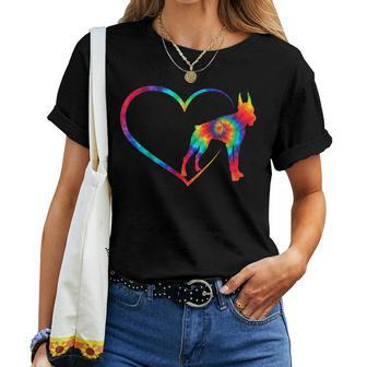 Cute Tiedye Heart Love Doberman Dog Mom Clothes Hippy Dobie  Women T-shirt Casual Daily Crewneck Short Sleeve Graphic Basic Unisex Tee
