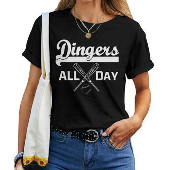 Dingers All Day Tshirt Baseball Mom And Dad Shirt Women T-shirt | Mazezy