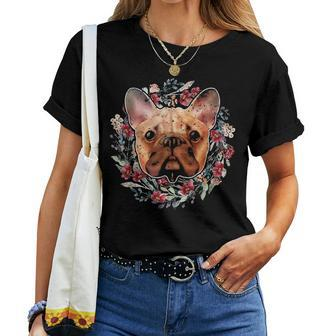 Dog Mom Cute Flower Nature Bulldog Women T-shirt - Seseable