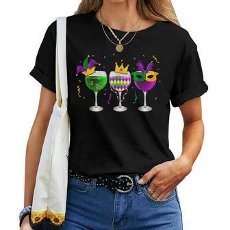 Drinking Wine Mardi Gras Glass Of Wine Men Women Women T-shirt