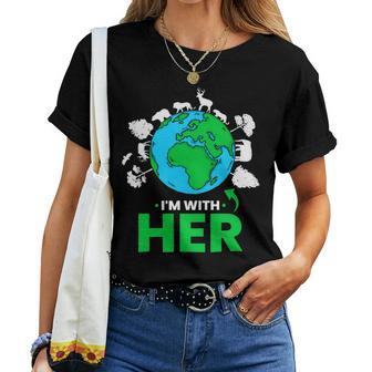 Earth Day Im With Her Mother Earth World Environmental Women T-shirt Casual Daily Crewneck Short Sleeve Graphic Basic Unisex Tee - Monsterry DE