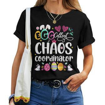 Egg-Cellent Chaos Coordinator Cute Happy Easter Mom Teacher Women T-shirt Casual Daily Basic Unisex Tee | Mazezy