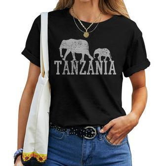 Elephant Family Baby Mother Dad Africa Tanzania Vintage Women T-shirt - Seseable