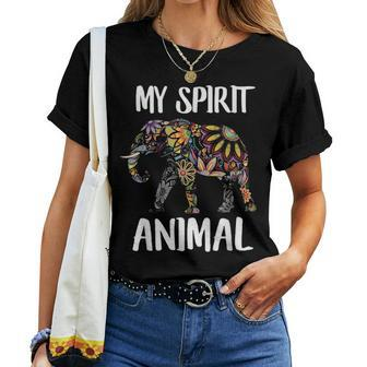 Elephant My Spirit Animal Love R Dad Mom Boy Girl Funny Women T-shirt - Seseable