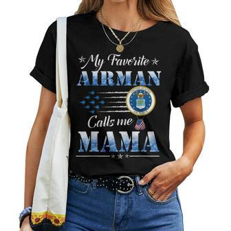 My Favorite Airman Calls Me Mom Air Force Mama Usaf Women T-shirt | Mazezy CA