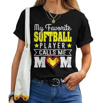 My Favorite Softball Player Calls Me Mom Tshirt Women T-shirt | Mazezy